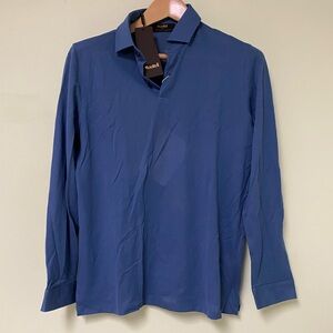 Men's Long-Sleeve Polo Shirt in Blue